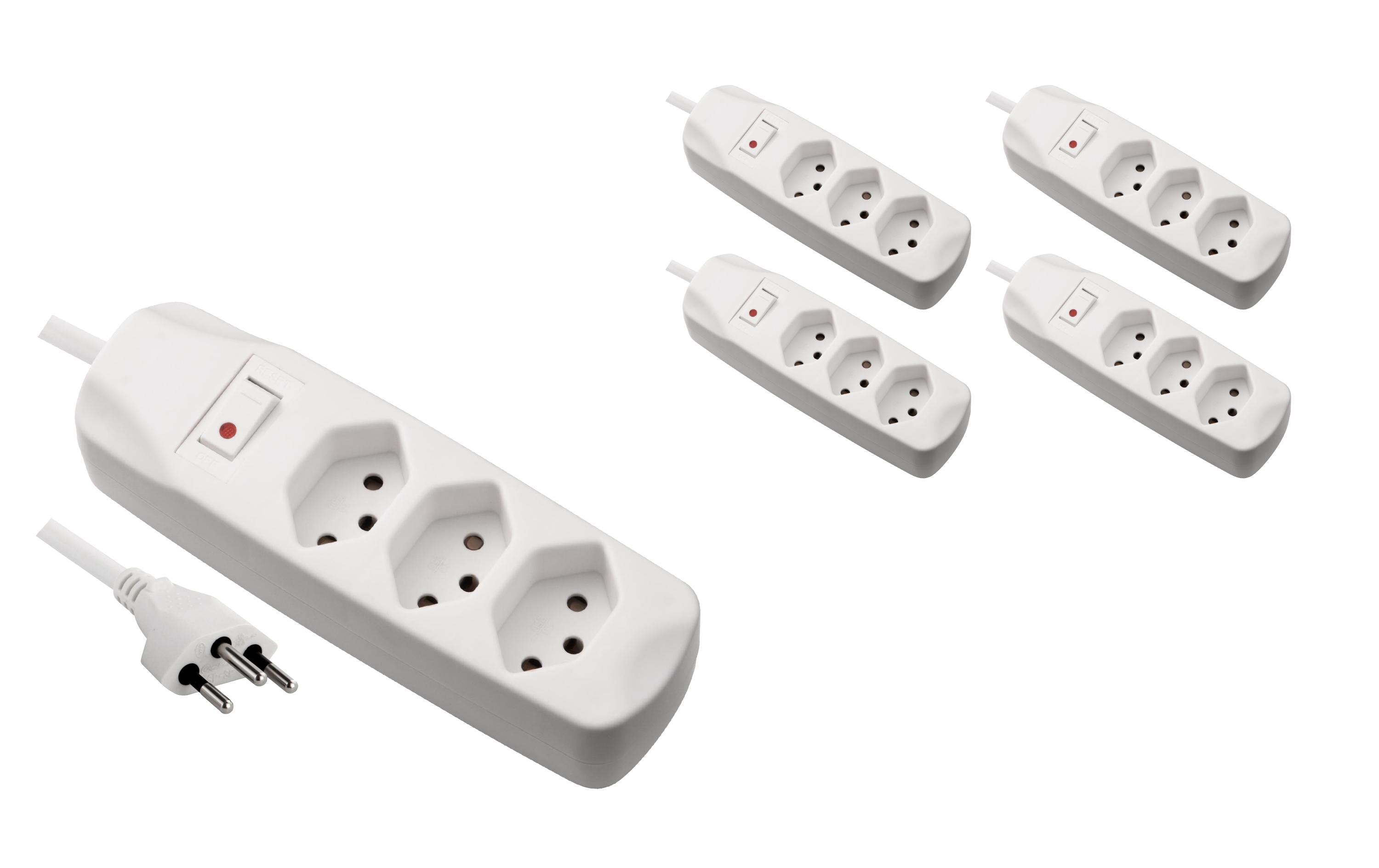 FURBER.power Steckdosenleiste – 3× T13, 1,5 m, mit Schalter, Weiss
