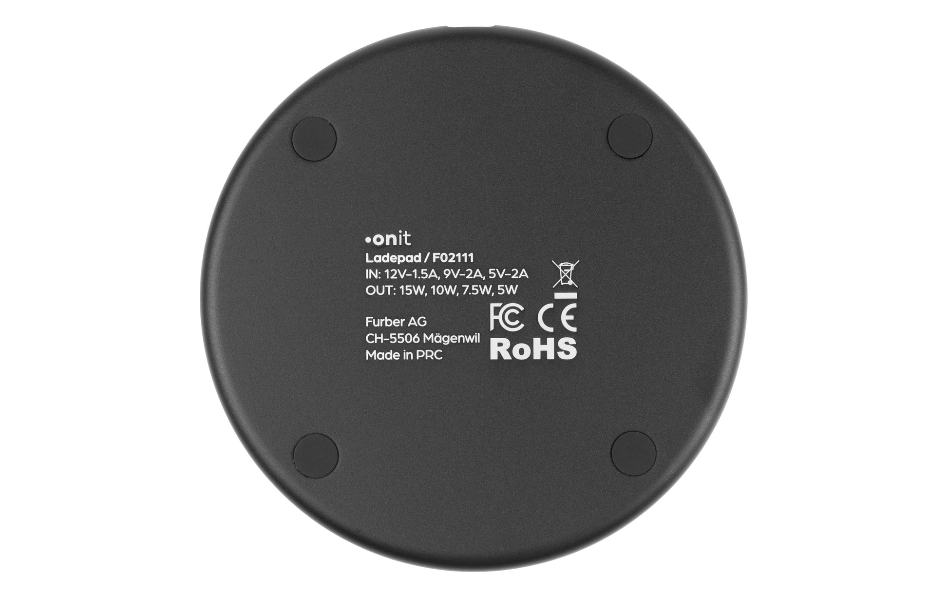 ONIT F02111 Kabelloses Ladegerät 15 W – Qi, USB-C×1, PD – für Qi-kompatible Geräte – Schwarz