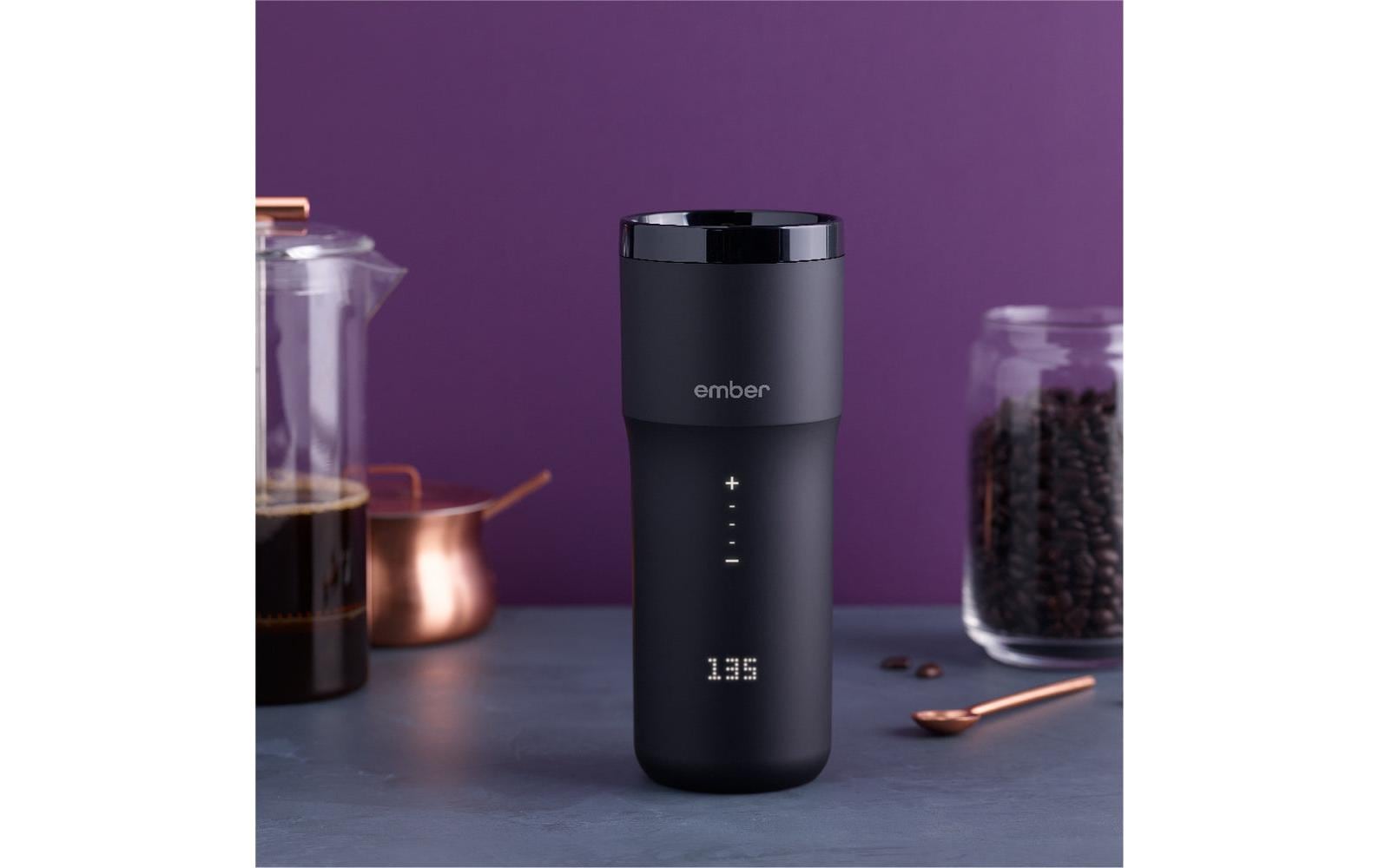 Ember Reisebecher 2+ – 355 ml, Ø 8 cm, H 20,0 cm, Stahl, Schwarz, beheizbar, App-gesteuert