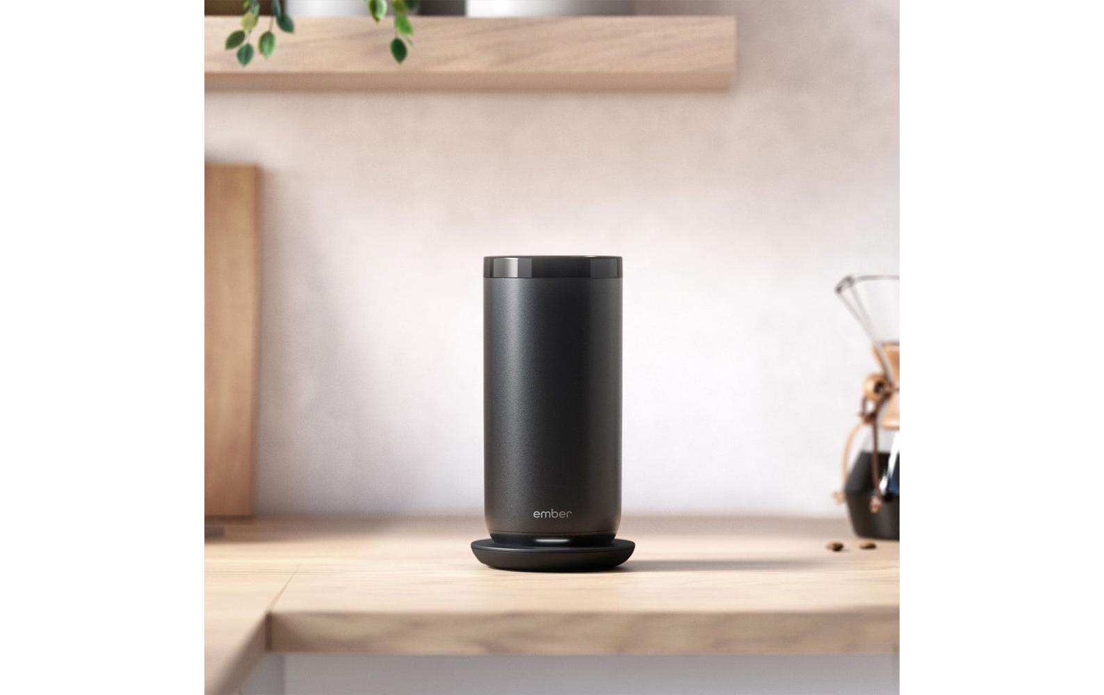 Ember Reisebecher – 473 ml, Ø 8,3 cm, H 16,5 cm, Edelstahl, Schwarz, mit Heizfunktion, auslaufsicher