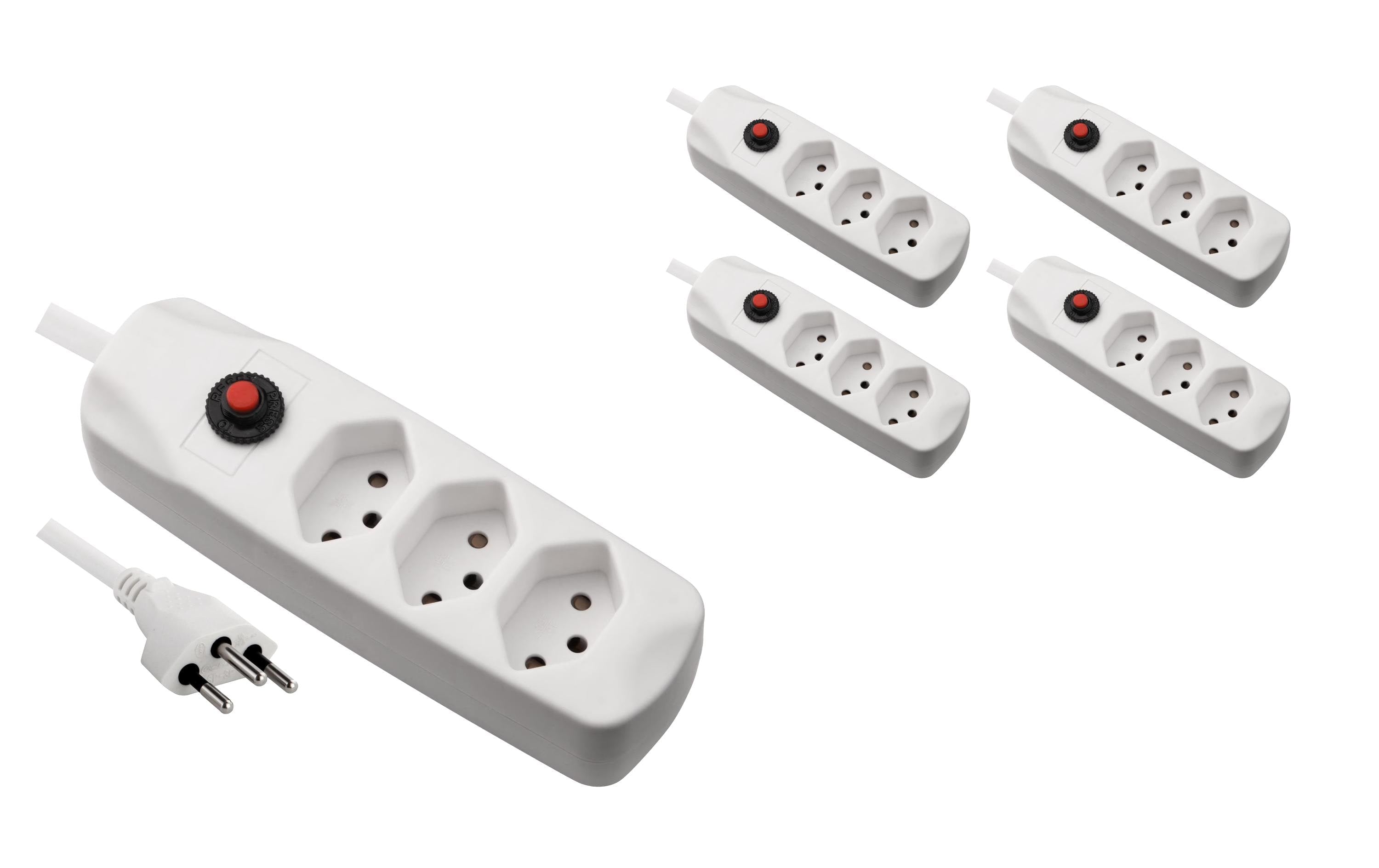 FURBER.power Standard Steckdosenleiste, 3×T13, ohne Schalter, 1,5 m, Eingang T12 – Weiss