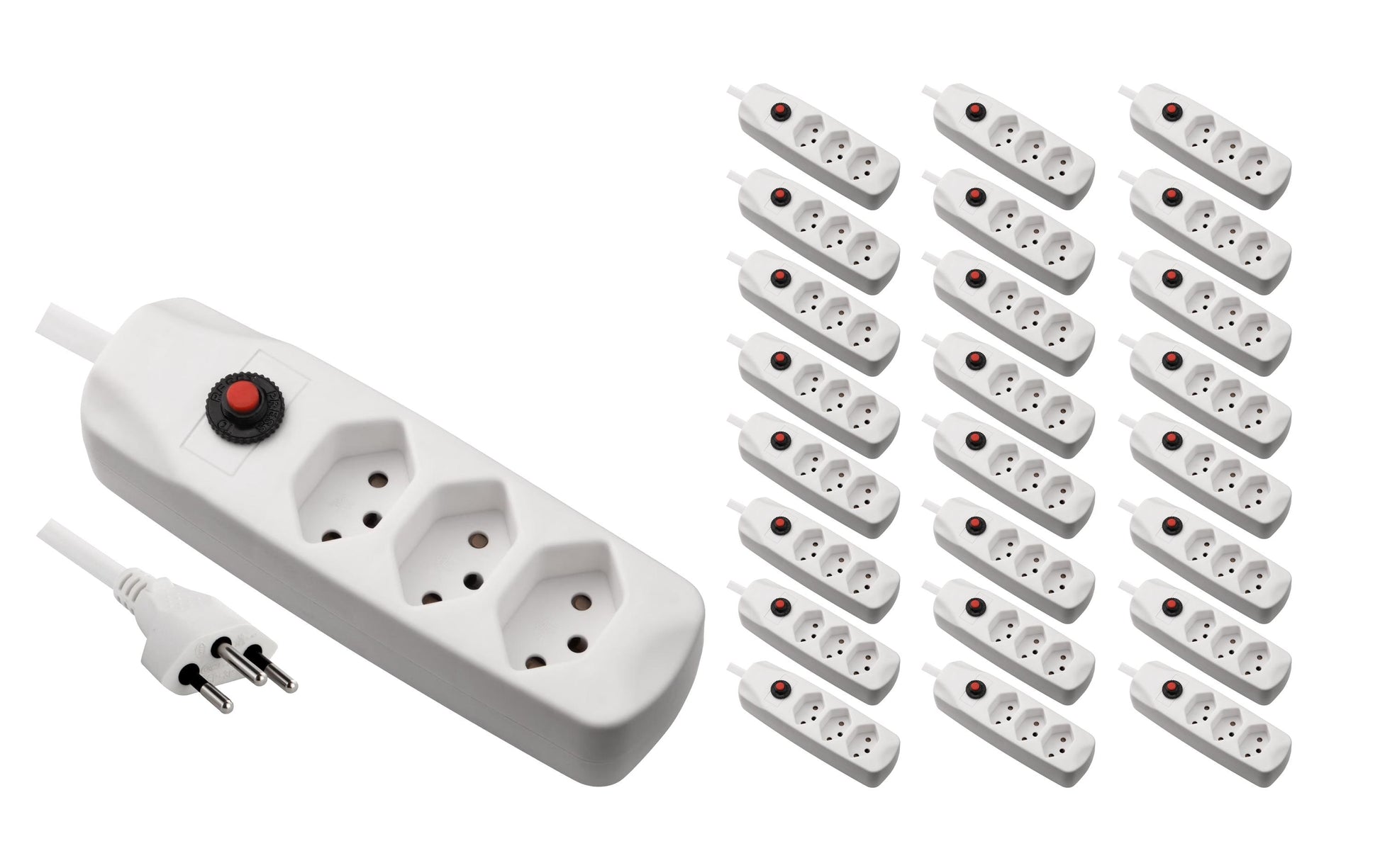FURBER.power Standard Steckdosenleiste, 3×T13, ohne Schalter, 1,5 m, Eingang T12 – weiss