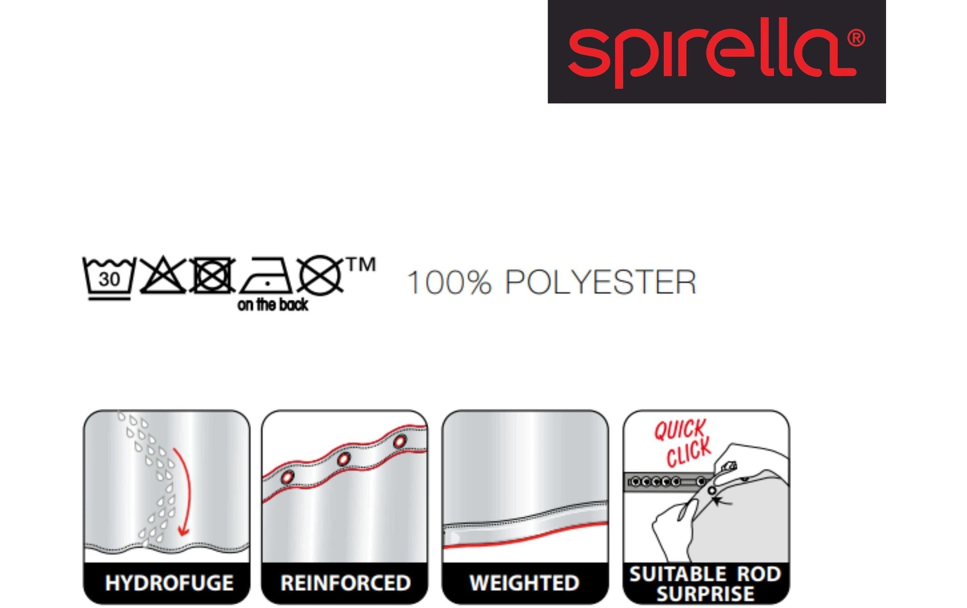 Spirella Duschvorhang Primo – 180×180 cm, Polyester, mit Ringen, Schwarz