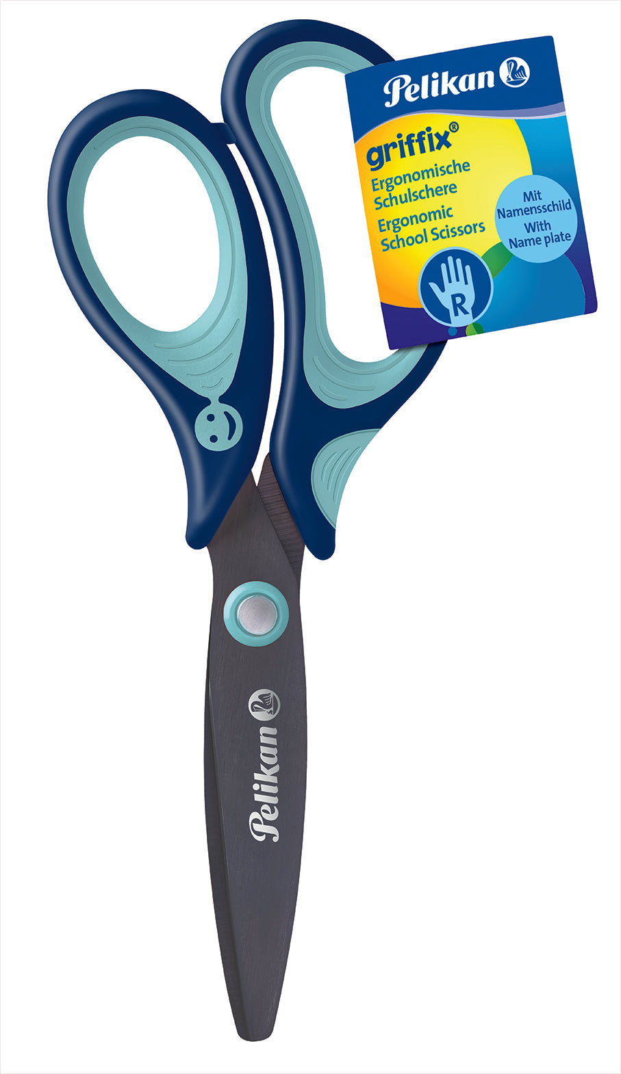 Pelikan griffix Kinderschere, für Rechtshänder – Stahl, titannitrid-beschichtet, ergonomischer Griff, Blau