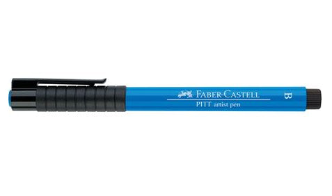 Faber-Castell Pitt Artist Pen Pinselstift – Pinselspitze, 2,5 mm, pigmentiert, wasserfest, Phthaloblau