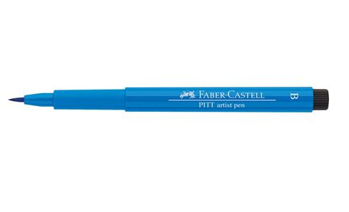 Faber-Castell Pitt Artist Pen Pinselstift – Pinselspitze, 2,5 mm, pigmentiert, wasserfest, Phthaloblau