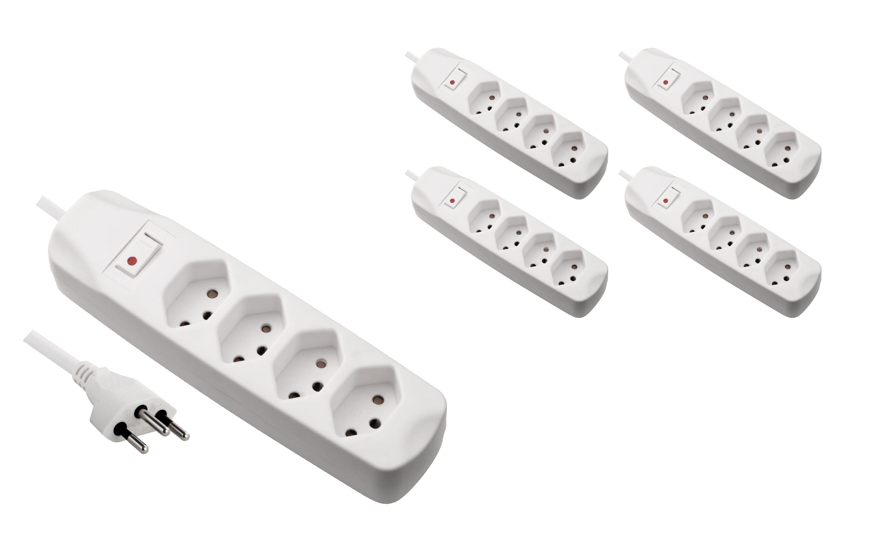 FURBER.power Steckdosenleiste – 4× T13, 1,5 m, mit Schalter, Kinderschutz, Weiss