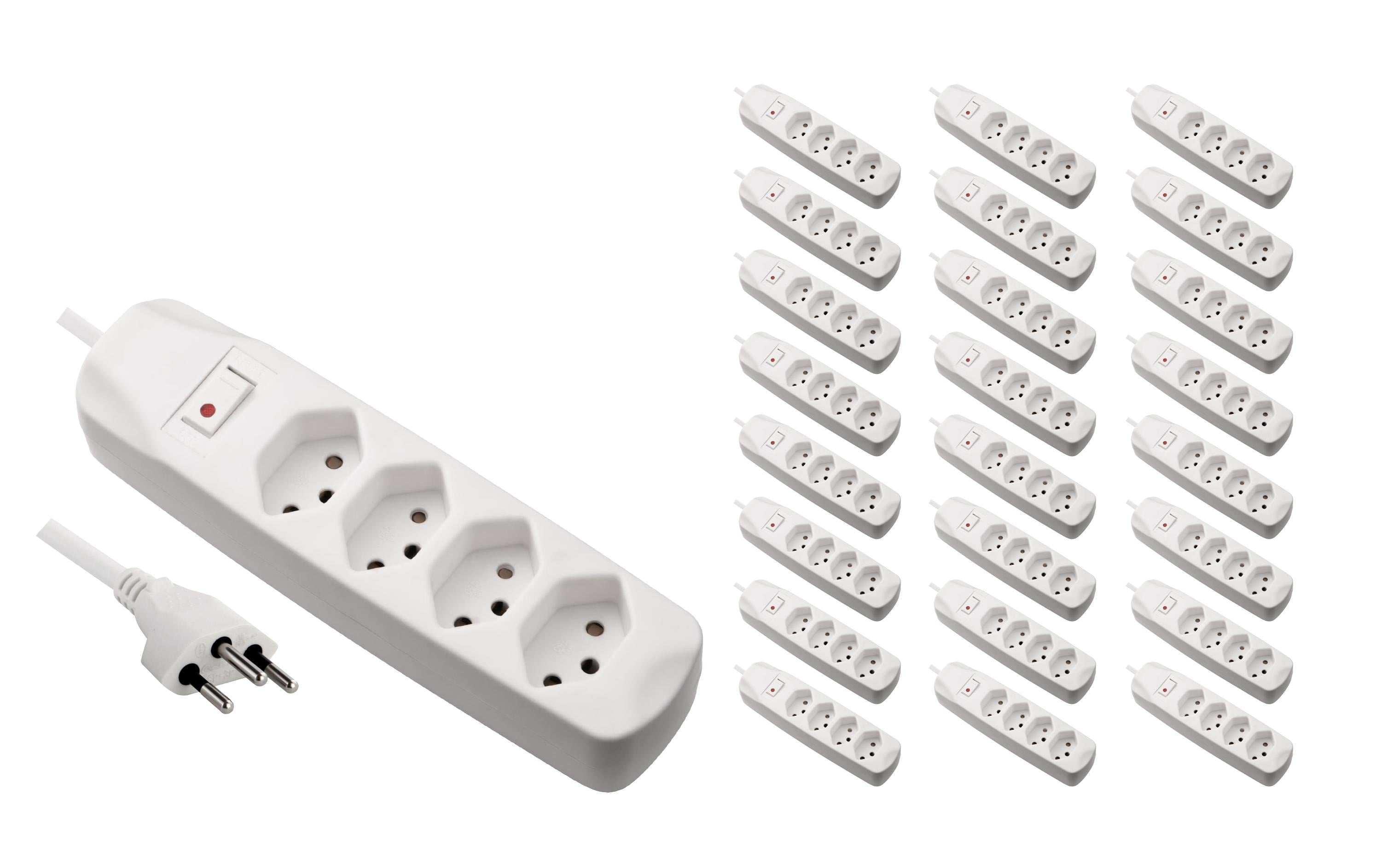FURBER.power Steckdosenleiste – 4× T13, 1,5 m, mit Schalter, Kinderschutz, Weiss