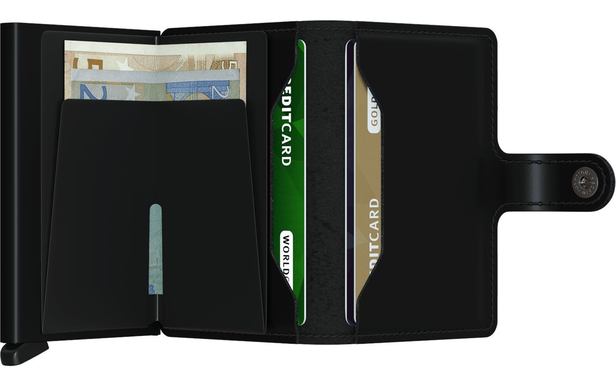 Secrid Miniwallet Kartenetui – RFID-Schutz, 10 Karten – 65 × 102 × 21 mm – Aluminium, Leder – Schwarz Matt