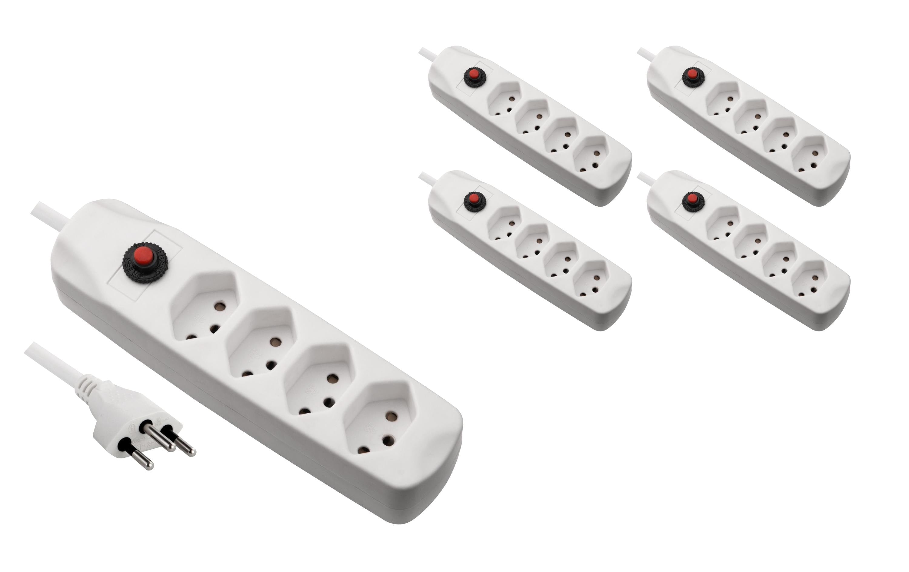 FURBER.power Standard Steckdosenleiste, 4×T13, 1,5 m, Eingang T12, Kinderschutz, Befestigungslaschen – Weiss