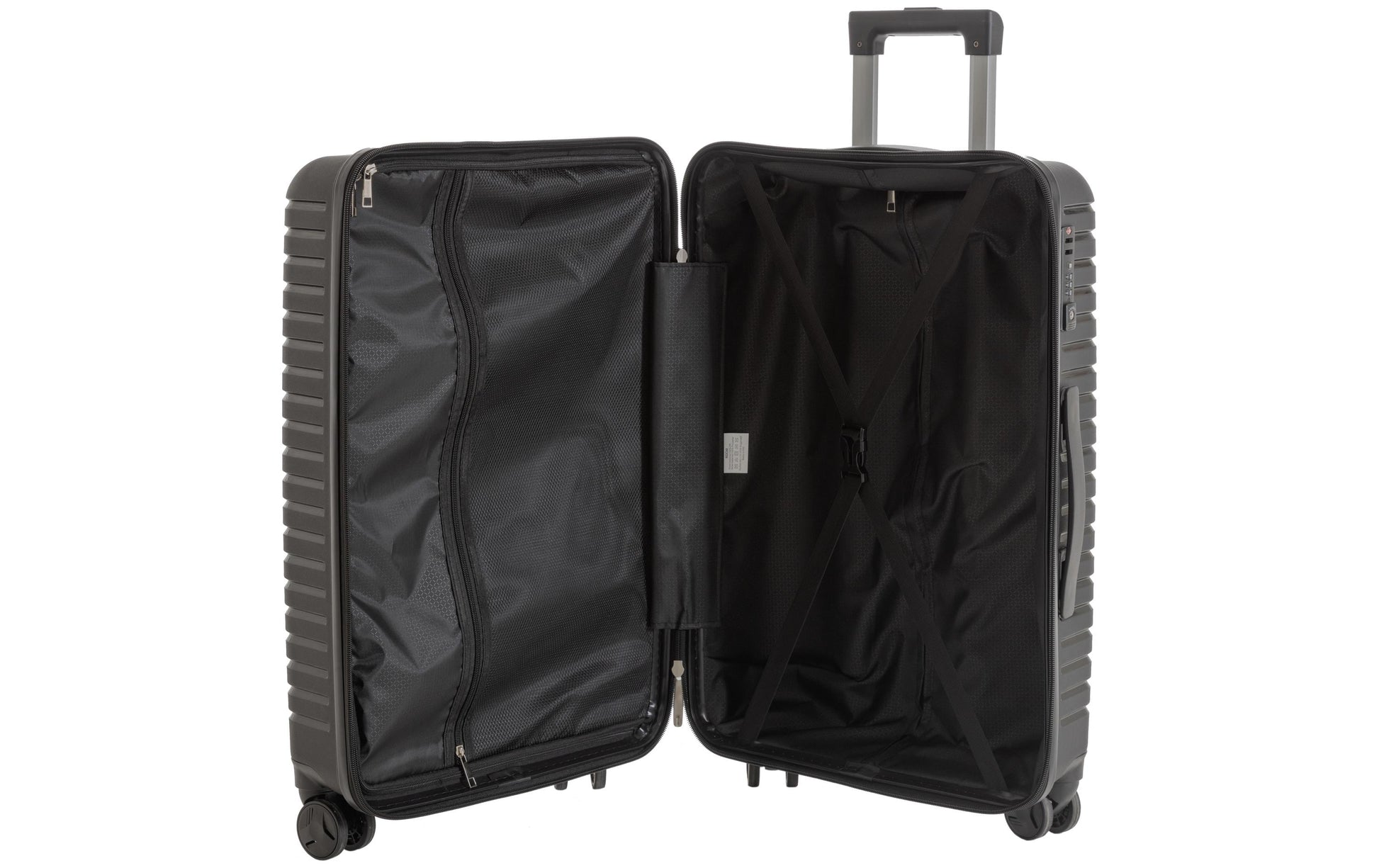 KOOR Manila – Hartschalen-Trolley, 63 l, 4 Rollen (Spinner), TSA-Schloss, PP, Schwarz, 40 × 66 × 26 cm