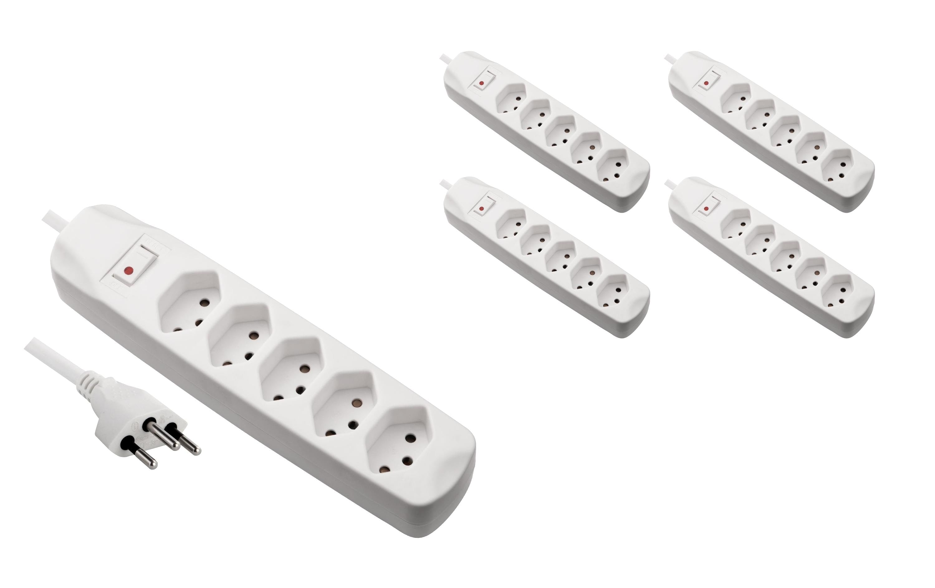 FURBER.power Steckdosenleiste – 5× T13, 1,5 m, mit Schalter, mit Kinderschutz, weiss