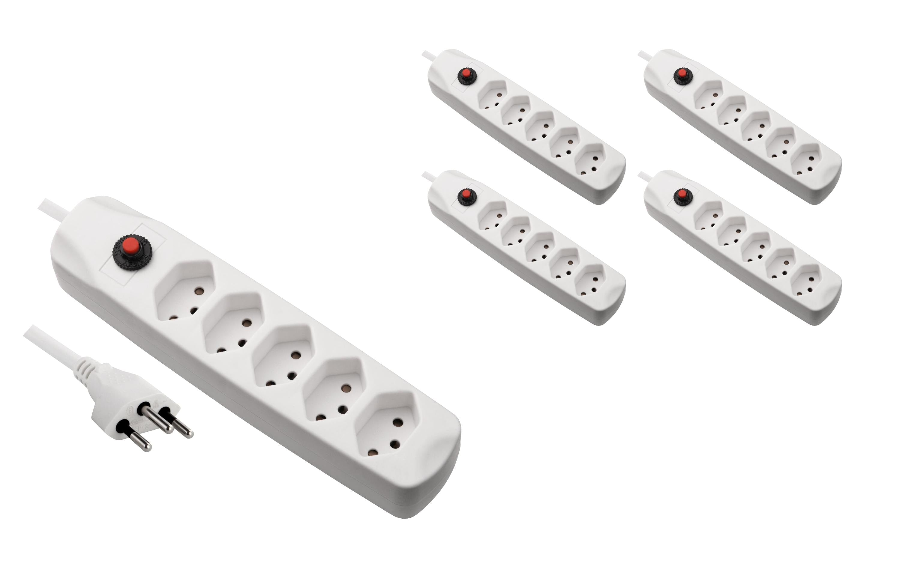 FURBER.power Steckdosenleiste – 5× T13, 1,5 m, ohne Schalter, Kinderschutz, Befestigungslaschen, weiss