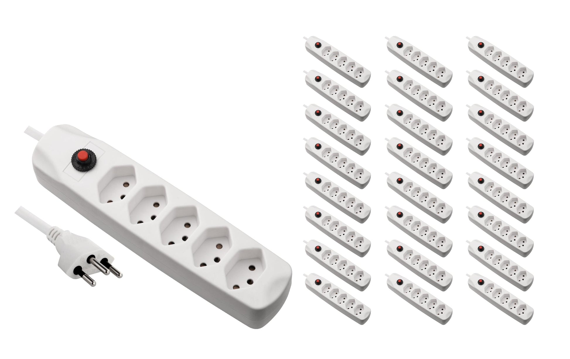 FURBER.power KIT25 – Steckdosenleiste, 5× T13, ohne Schalter, 1,5 m, Stecker T12, weiss, Kinderschutz