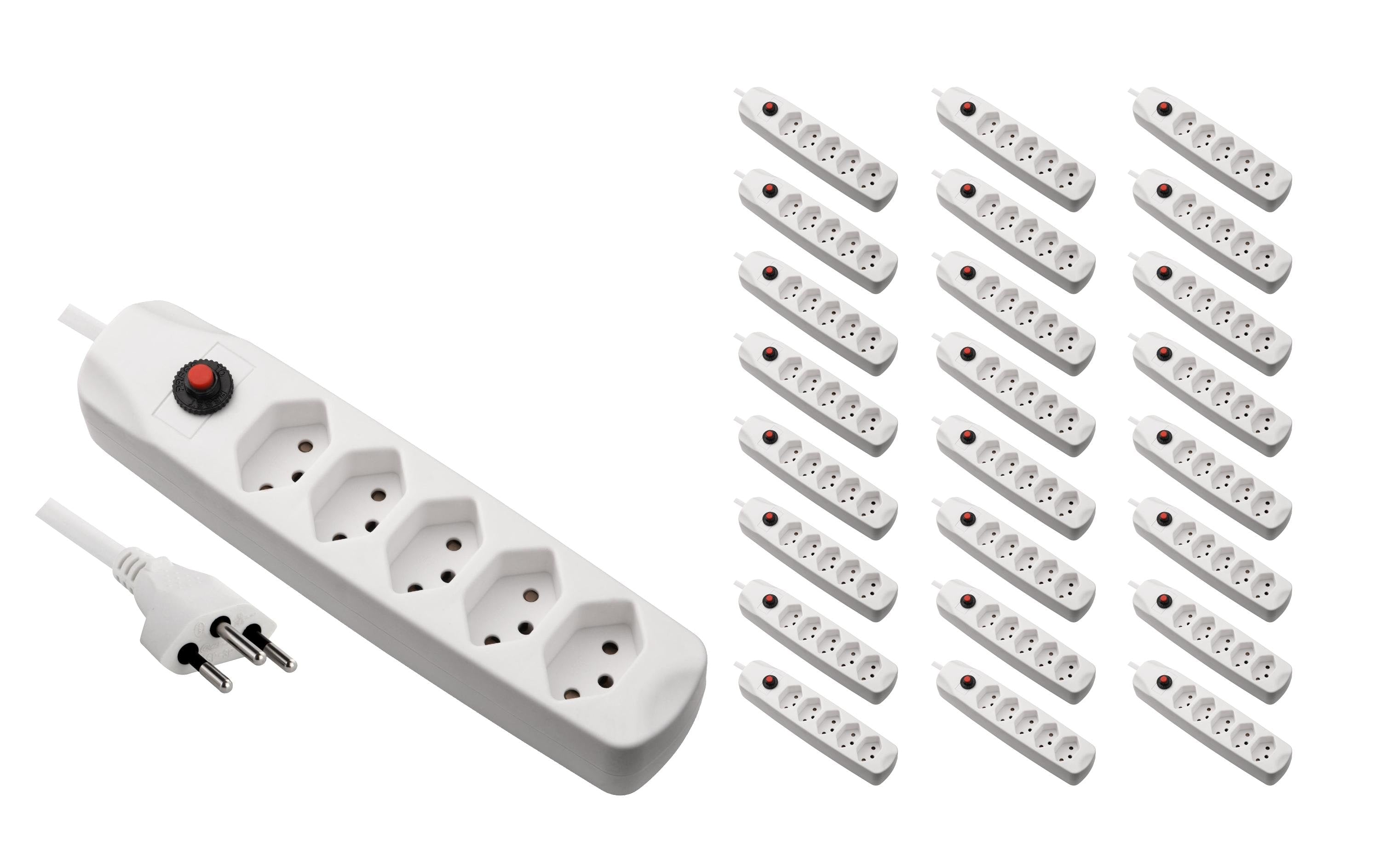 FURBER.power KIT25 – Steckdosenleiste, 5× T13, ohne Schalter, 1,5 m, Stecker T12, weiss, Kinderschutz