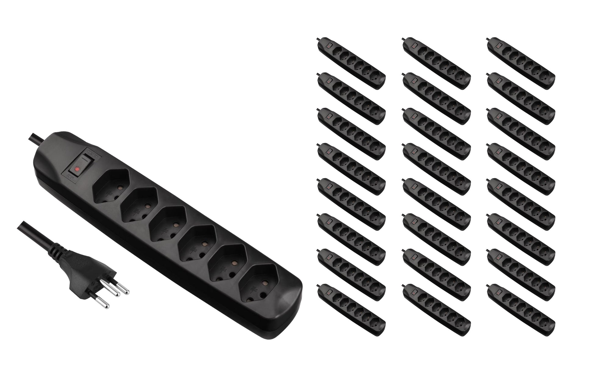 FURBER.power Steckdosenleiste – 6× T13, 1,5 m, mit Schalter, schwarz