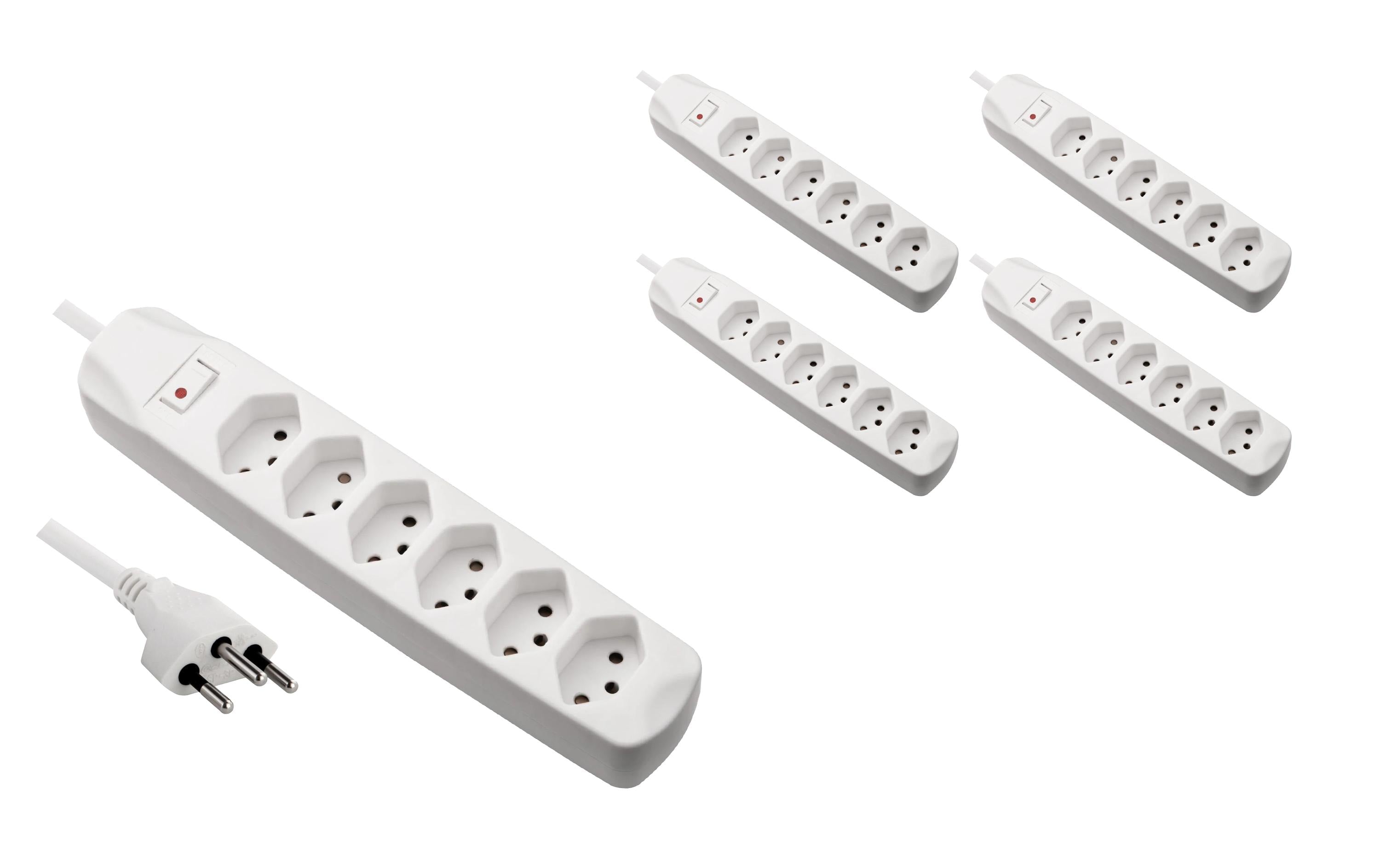 FURBER.power Steckdosenleiste – 6× T13, 1,5 m, mit Schalter, Kinderschutz, weiss