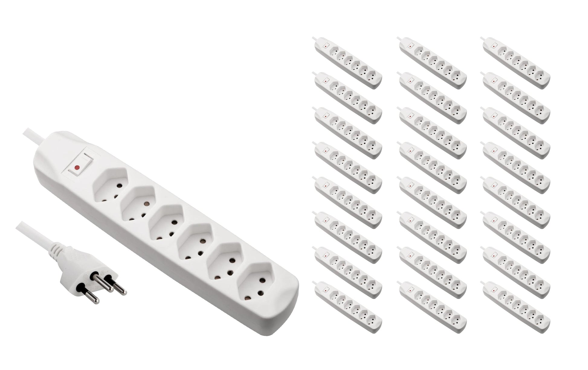 FURBER.power Steckdosenleiste – 6× T13, 1,5 m, mit Schalter, Weiss