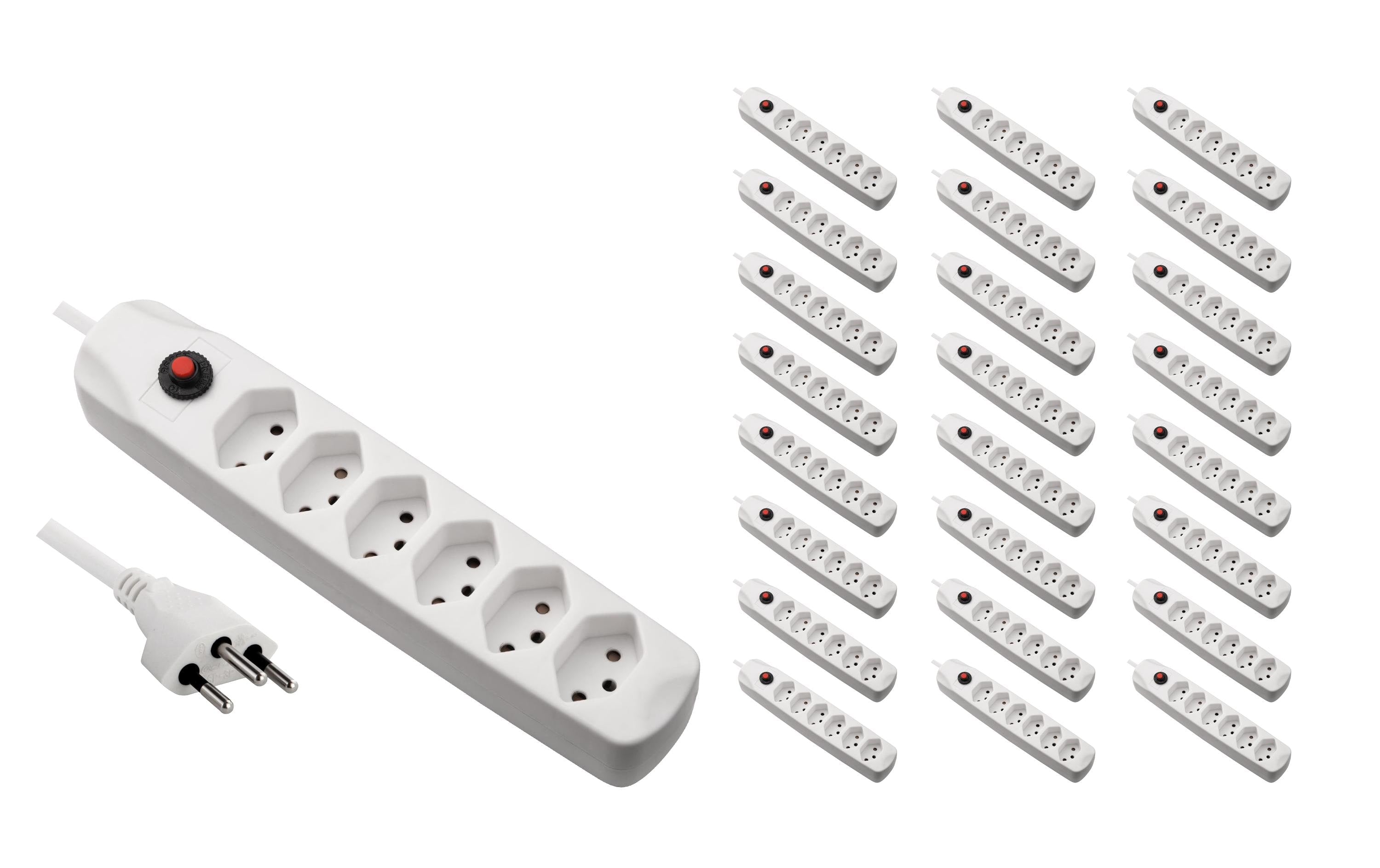 FURBER.power Steckdosenleiste – 6× T13, 1,5 m, ohne Schalter, mit Kinderschutz, weiss