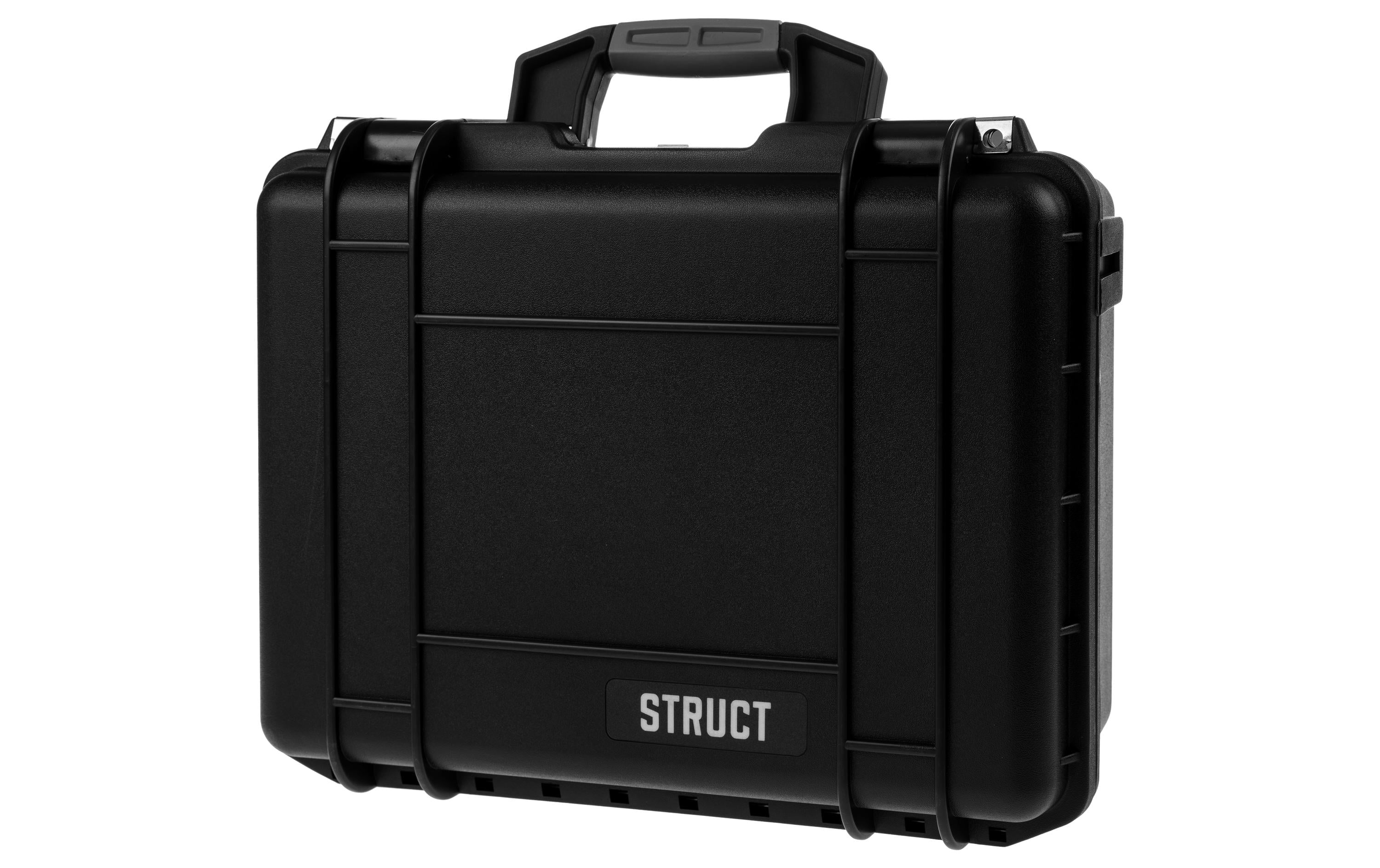 Struct D4218 Schutzkoffer 18,8 l – mit Schaumstoffeinlage, wasserfest, schwarz, B 430 × H 188 × T 345 mm