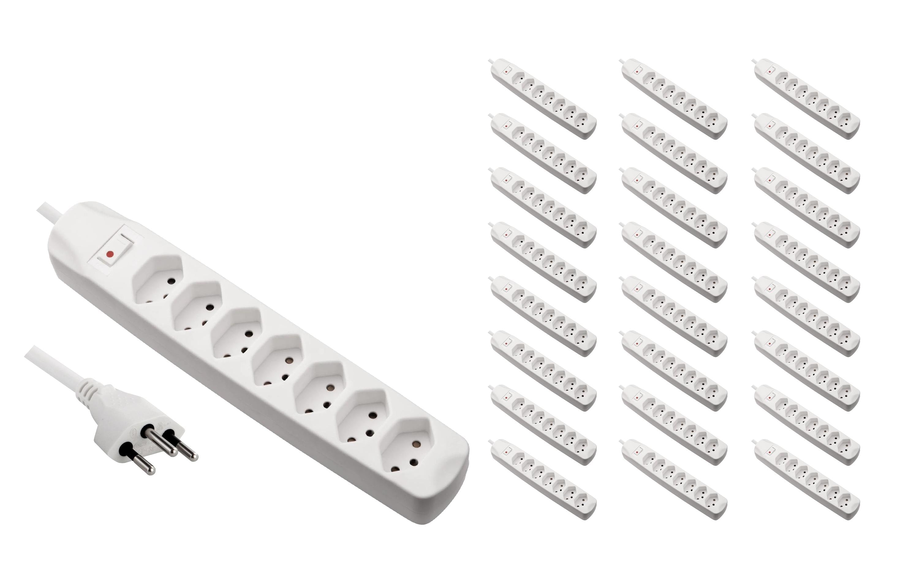 FURBER.power Standard Steckdosenleiste, 7×T13, mit Schalter, 1,5 m, Eingang T12 – weiss