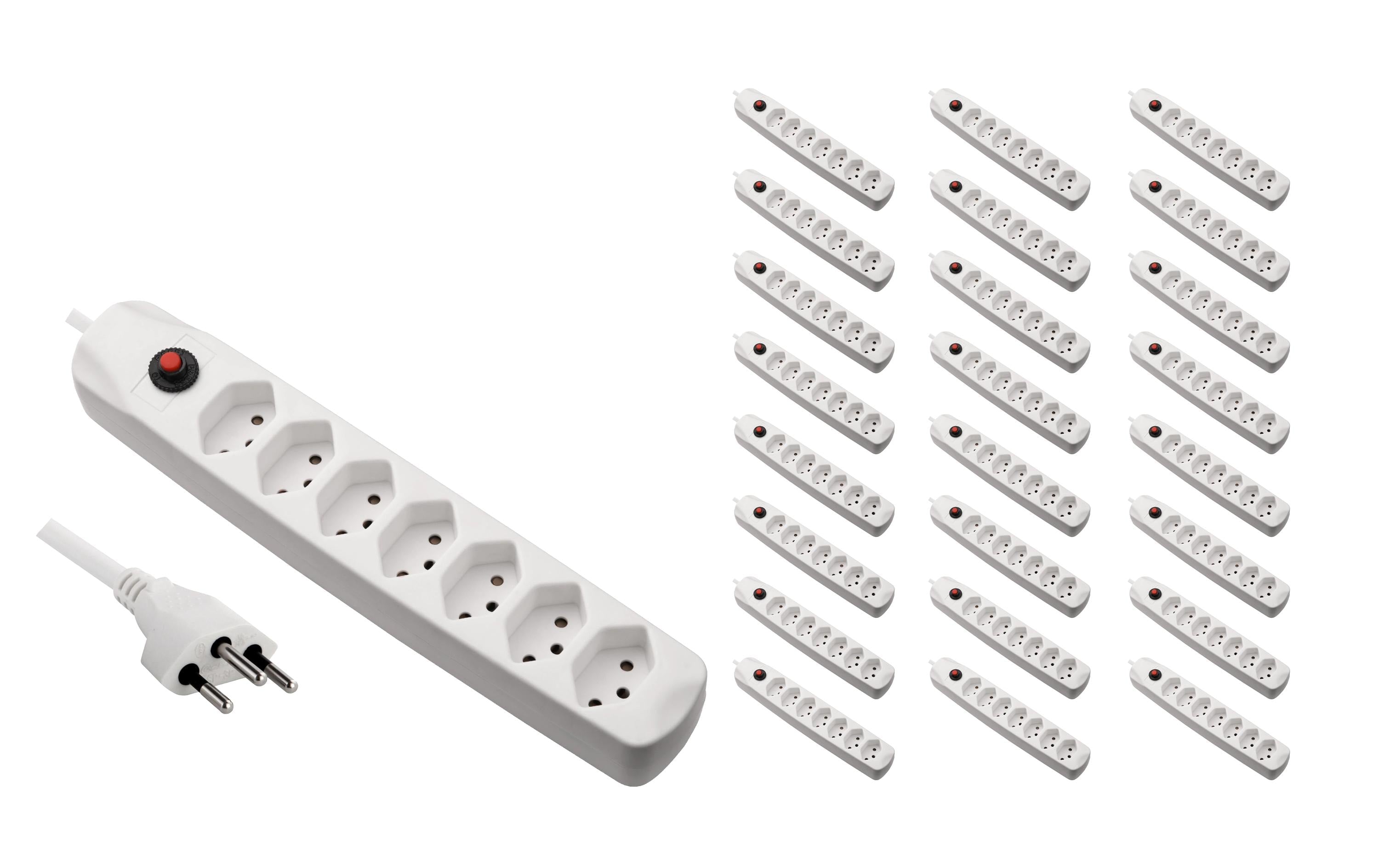 FURBER.power – Steckdosenleiste, 7× T13, ohne Schalter, 1,5 m, Stecker T12, Befestigungslaschen, Kinderschutz