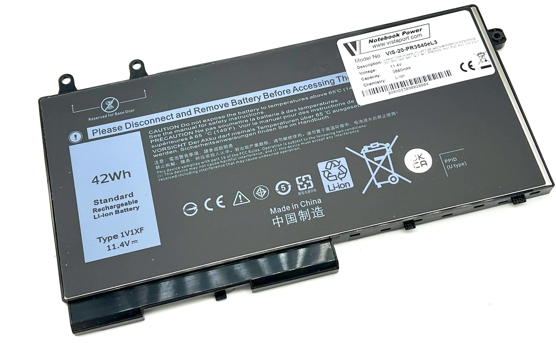 Vistaport Notebook-Akku – für Dell Latitude 5400/5410/5411/5500/5501, Precision 3540–3550, 7591 2-in-1 – 42 Wh