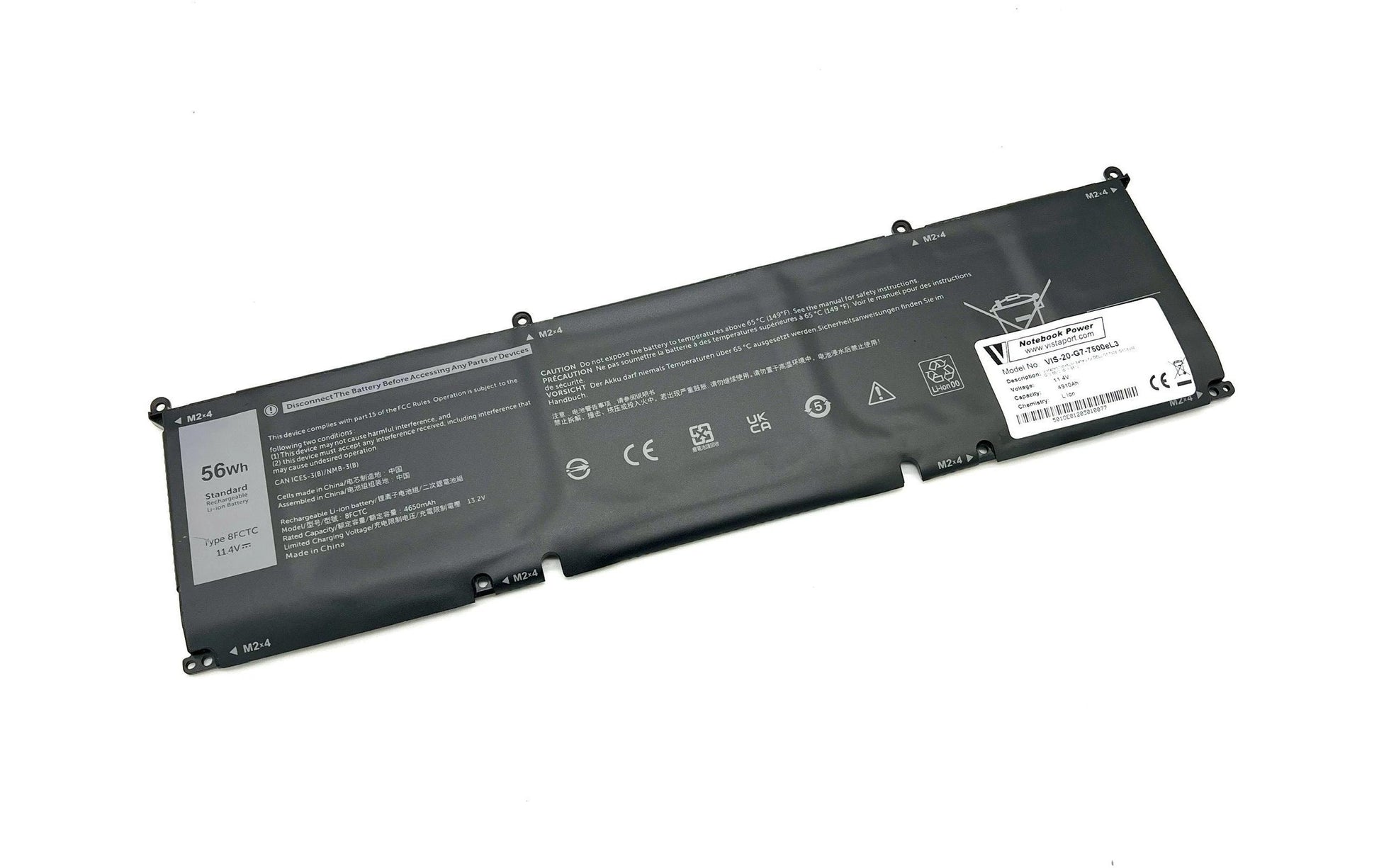 Vistaport Notebook-Akku – für Dell XPS 15, G15, Alienware M15/M17 – 56 Wh, 11,4 V – Schwarz