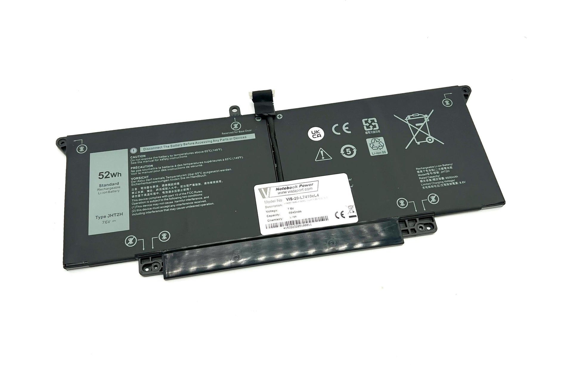 Vistaport Notebook-Akku – für Dell Latitude 7310/7410 – 52 Wh, 7,6 V (4 Zellen) – Schwarz
