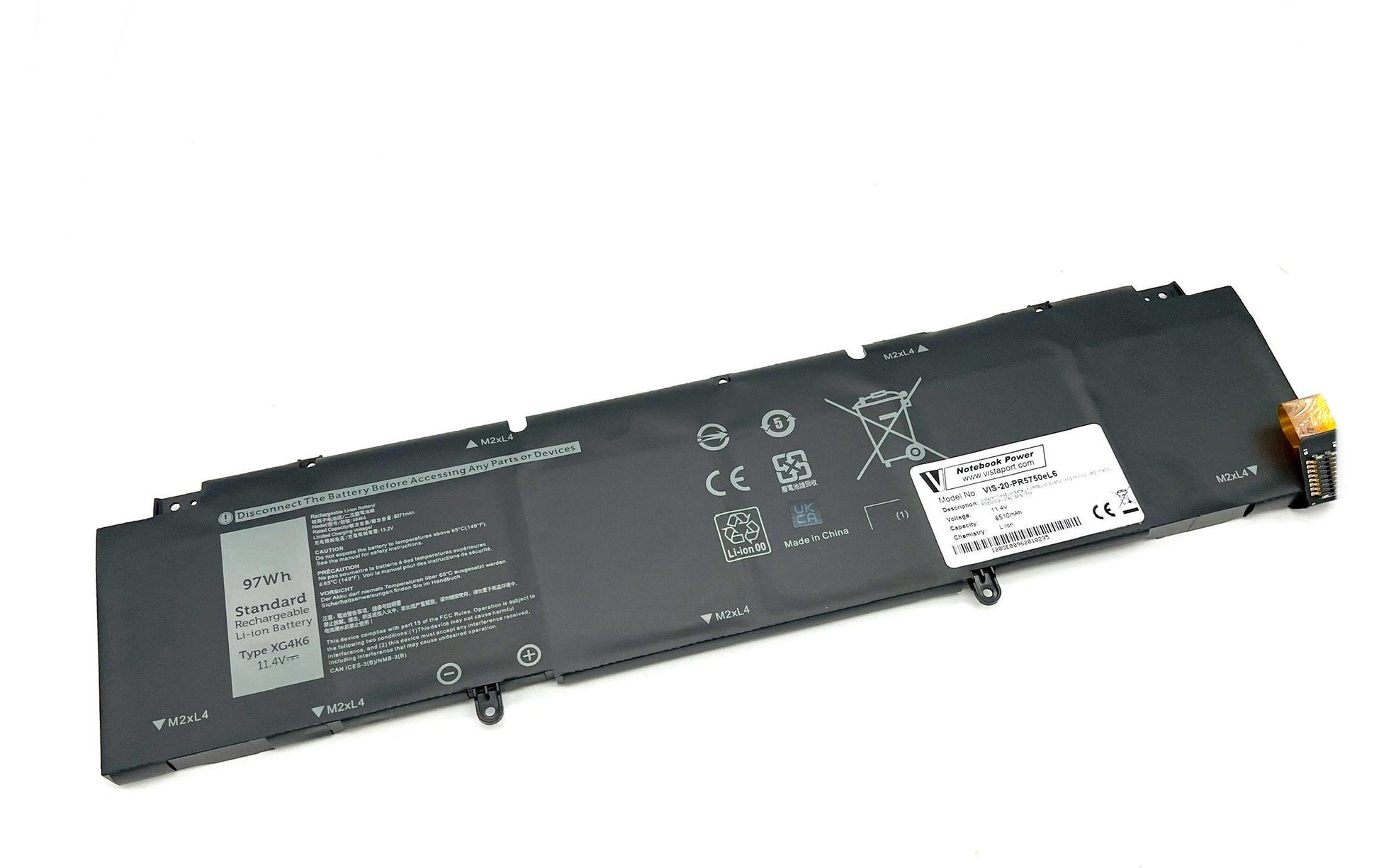 Vistaport Notebook-Akku – für Dell Precision 5750/5760 und XPS 17 9700/9710 – 97 Wh, 11,4 V – Schwarz