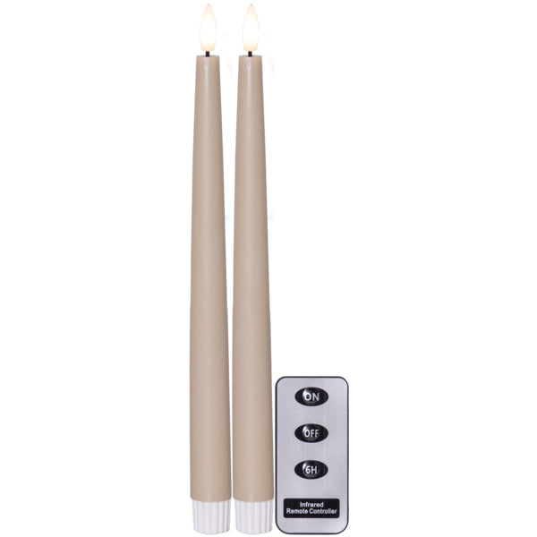 Star Trading LED-Kerze – 2er Pack, Ø 2,1 × 28,5 cm, 0,02 W, Warmweiss, Beige, Timer, Fernbedienung
