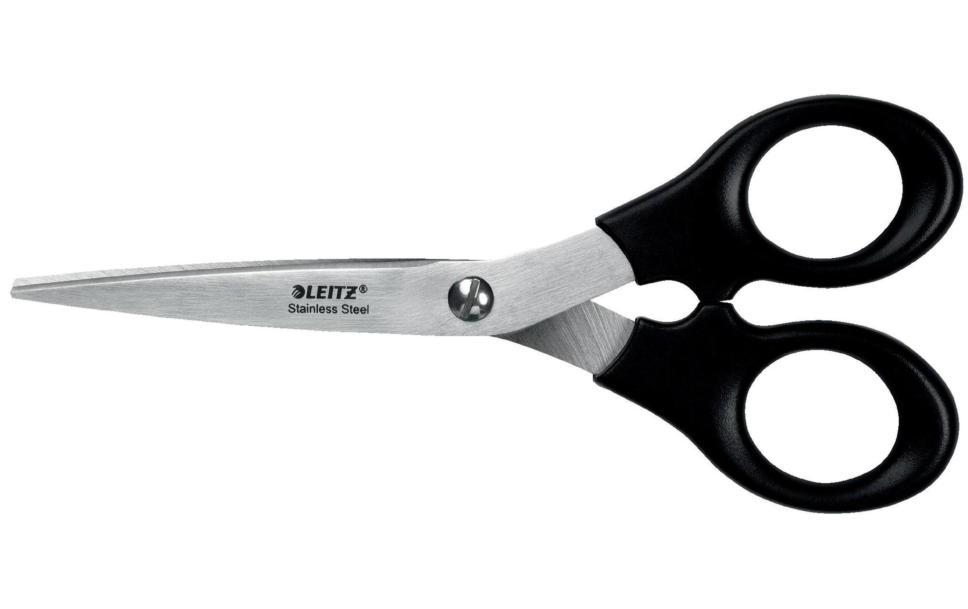 Leitz Schere 16,5 cm, für Rechts- und Linkshänder – Edelstahl, ergonomischer Griff, Schwarz