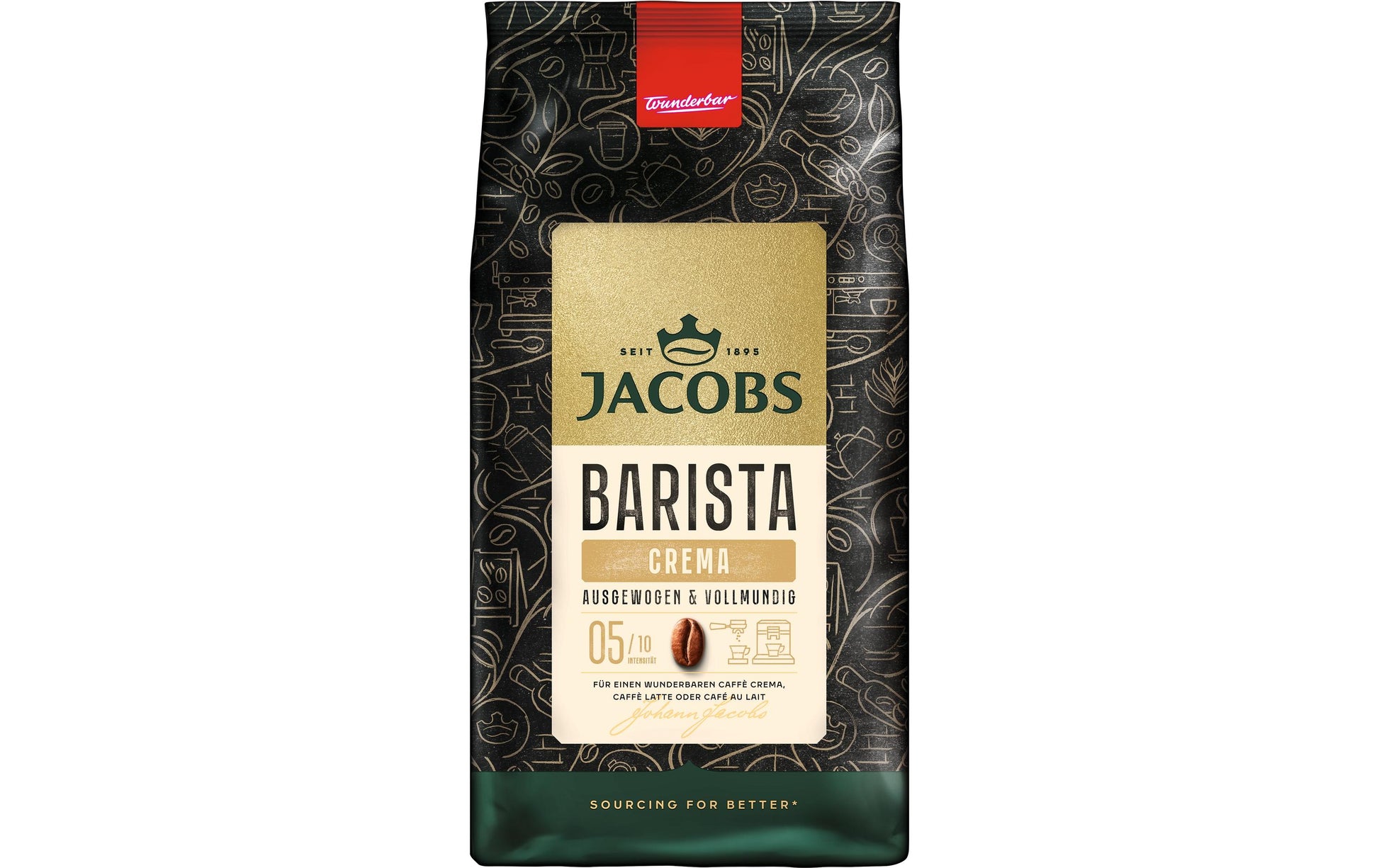 Jacobs Barista Crema – Bohnenkaffee – Café Crème, mittel, 1 kg