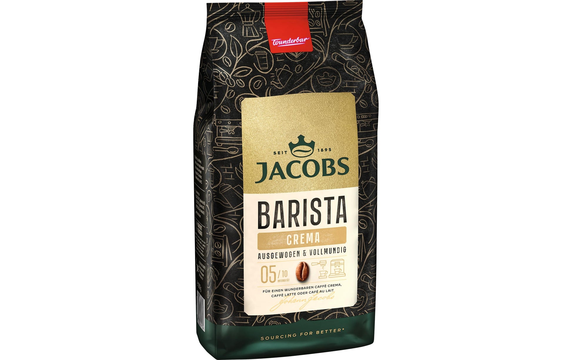 Jacobs Barista Crema – Bohnenkaffee – Café Crème, mittel, 1 kg