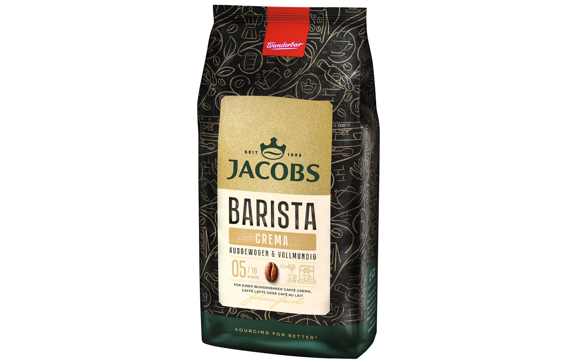 Jacobs Barista Crema – Bohnenkaffee – Café Crème, mittel, 1 kg