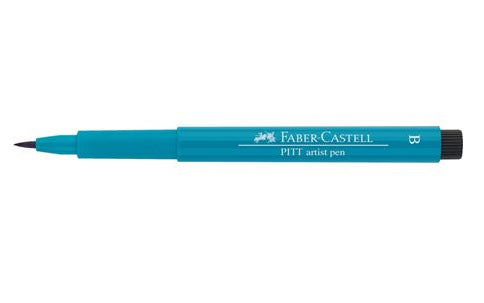 Faber-Castell Pitt Artist Pen Pinselstift – Pinselspitze, 2,5 mm, pigmentiert, wasserfest, Kobalttürkis