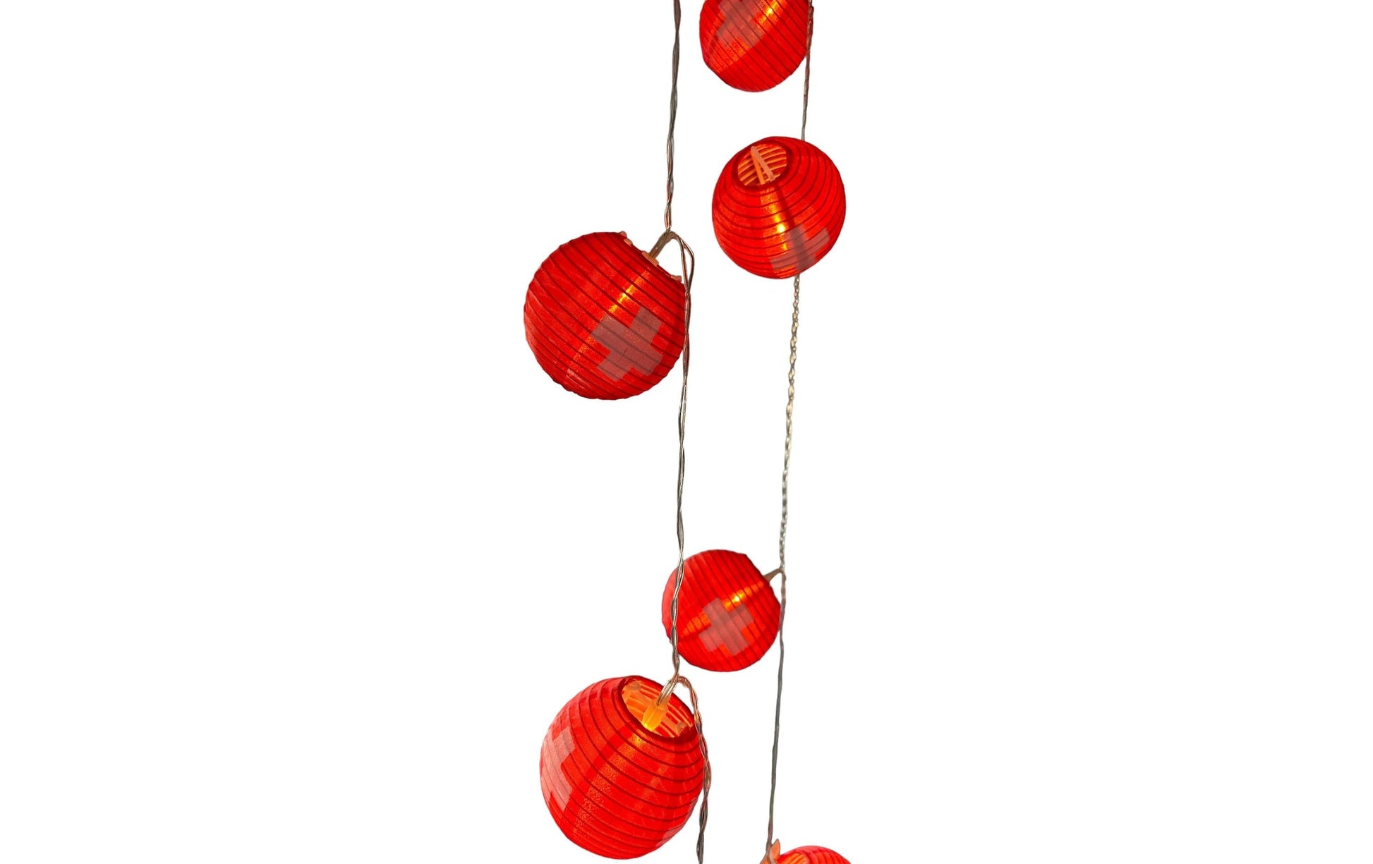 Dameco Lichterkette CH-Kreuz 6er-Set – 1,8 m – 10 LEDs, Warmweiss – Solarbetrieb – Nylon, Rot/Weiss