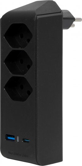 Brennenstuhl cleverLINE Steckdosenleiste, 3×T13, 1×USB-A + 1×USB-C, ohne Schalter, Eingang T12 – schwarz