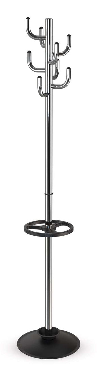 Maul Garderobenständer MAULpolaris – Stahl/Kunststoff, Silber/Schwarz, 177 cm, 8 Haken