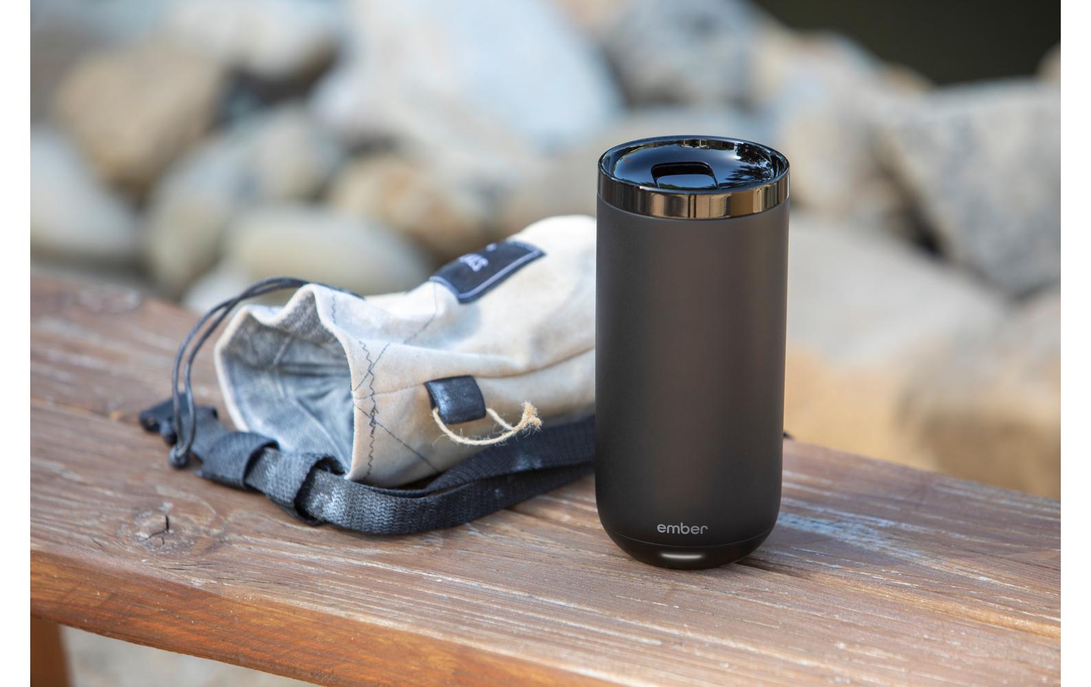 Ember Reisebecher – 473 ml, Ø 8,3 cm, H 16,5 cm, Edelstahl, Schwarz, mit Heizfunktion, auslaufsicher