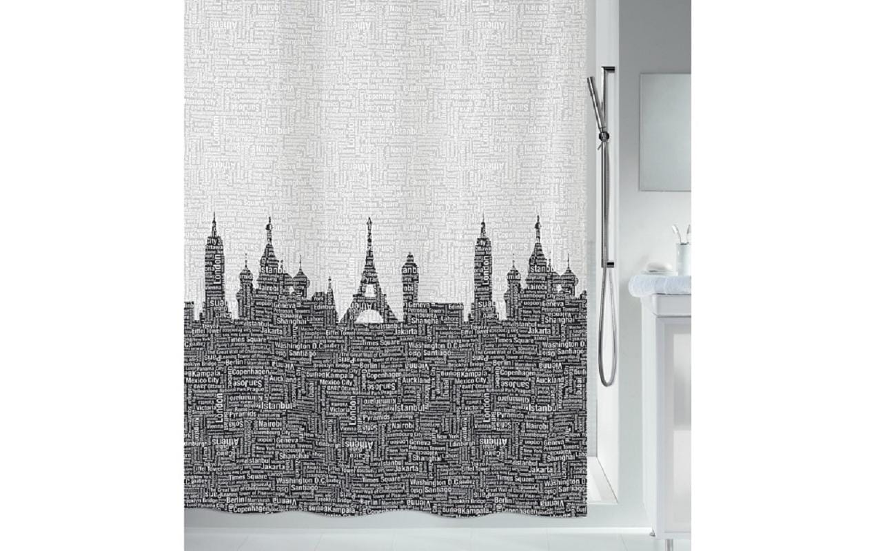 Spirella Urban Duschvorhang – 180 × 180 cm – Schwarz – Polyester – 30 °C