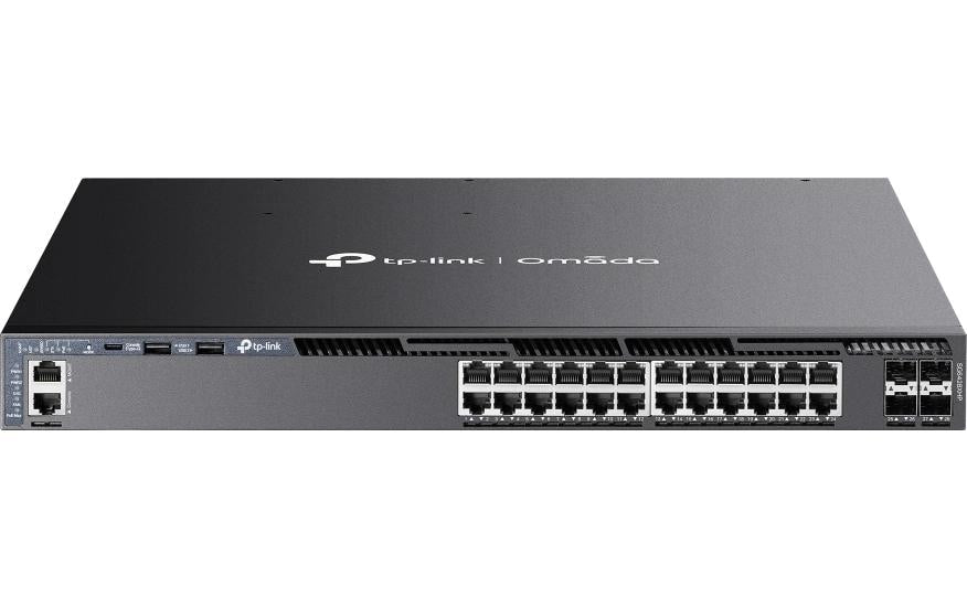 TP-Link SG6428XHP – Managed Switch – 24×GbE, 4×SFP+, L3, PoE+ 720 W, 1U