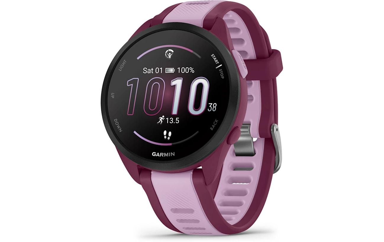 Garmin Forerunner 165 Music – GPS-Smartwatch – 43 mm, 1,2", GPS, Bluetooth, Schwimmen, Beere/Flieder