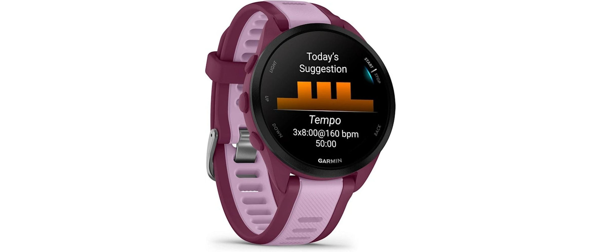 Garmin Forerunner 165 Music – GPS-Smartwatch – 43 mm, 1,2", GPS, Bluetooth, Schwimmen, Beere/Flieder
