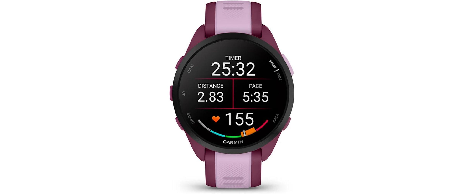 Garmin Forerunner 165 Music – GPS-Smartwatch – 43 mm, 1,2", GPS, Bluetooth, Schwimmen, Beere/Flieder