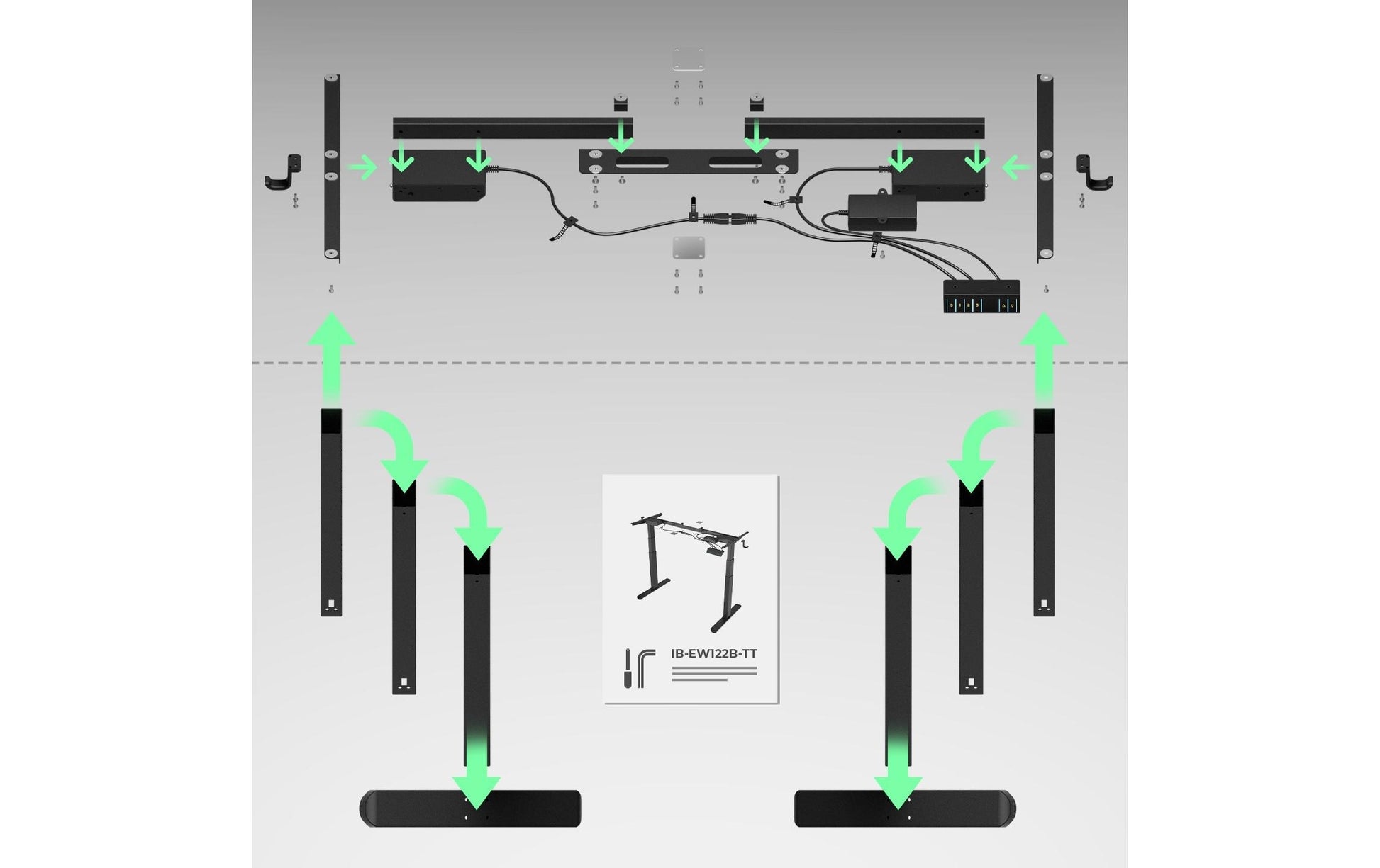 ICY BOX Stehtisch – 140 × 70 × 128 cm – Schwarz – Höhenverstellbar