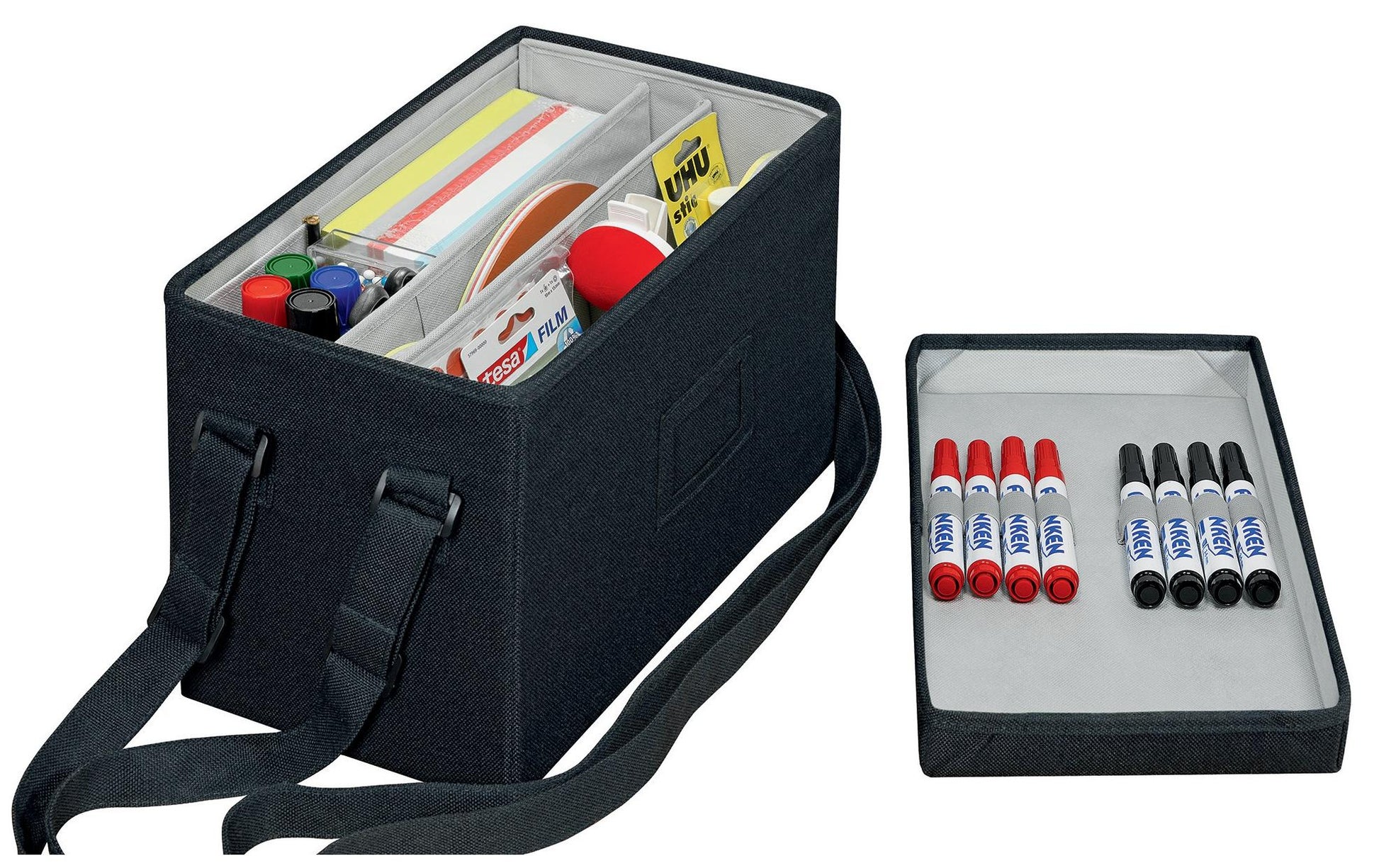 Franken Moderationstasche – Zubehör-Set, grau, 355 × 230 × 200 mm