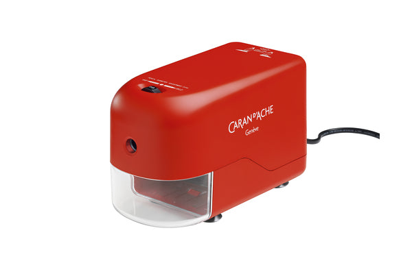 Caran d-Ache Caran d'Ache Spitzer – elektrisch, netzbetrieben, mit Behälter, für Bleistifte & Farbstifte 8–12 mm, Kunststoff, rot, 477
