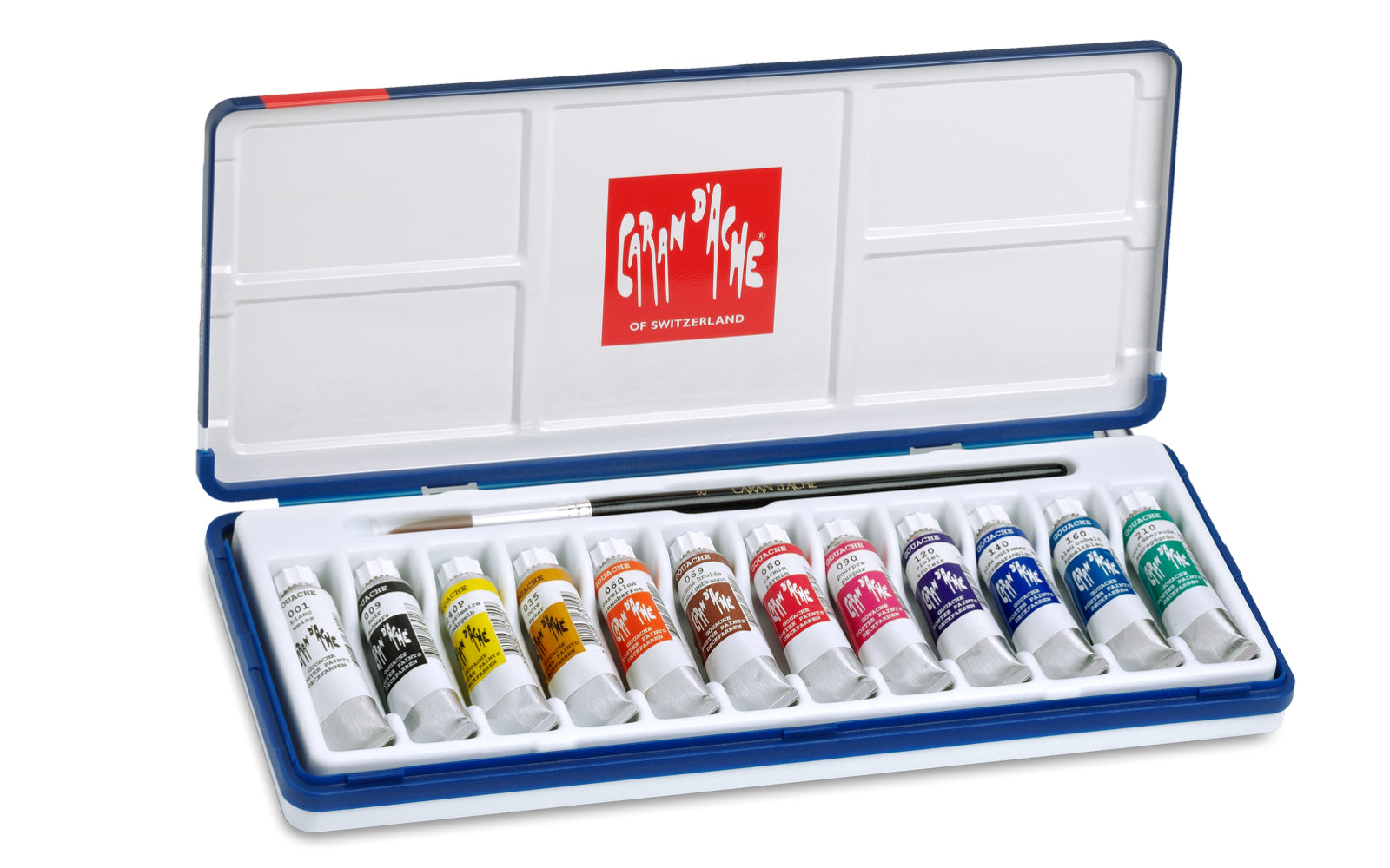 Caran d-Ache Gouache – Set – 12 Farben, 12 × 10 ml, inkl. Pinsel