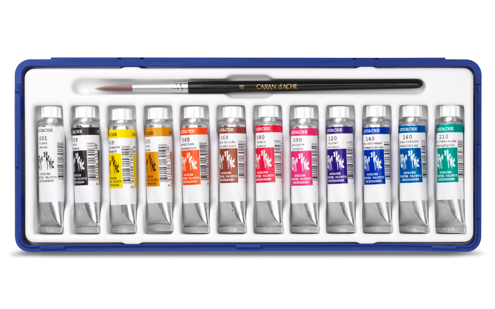Caran d-Ache Gouache – Set – 12 Farben, 12 × 10 ml, inkl. Pinsel